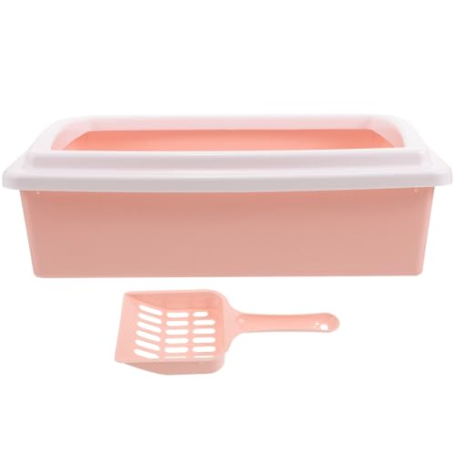Abaodam Kasten Katzentoilette Klein Halb Wurf Müllschaufel Katzentonne Tablett Scoop Drinnen Mülleimer Kätzchen Saubere Toilette Katze Bettpfanne Haustiertoilette Pp Rosa von Abaodam
