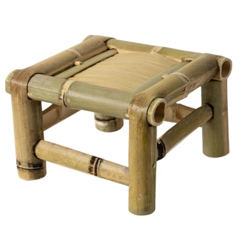 Abaodam Kleiner Bambushocker Retro Sitzhocker aus Naturmaterialien Vielseitiger Stabiler Sitzhocker für Zuhause Tanz und Garten Leicht zu Reinigen Platzsparender Vintage Bambusstuhl von Abaodam