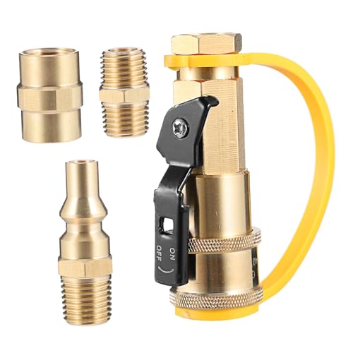 Abaodam Messing Gasadapter mit Schnellkupplung und Gewinde Korrosionsbeständig mit Absperrventil für Niederdruck gasschläuche Langlebig und Dicht für Camping und Rv Anwendungen von Abaodam