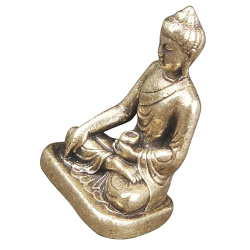 Abaodam Reines Messing Apotheker Buddha Desktop-Dekoration Religiöse Anbetung Buddha-Statue Kupfer Schnitzerei Handwerk Gott Statue Bodhisattva Mönchsfiguren Zen-Buddha-Statue Schreibtisch von Abaodam