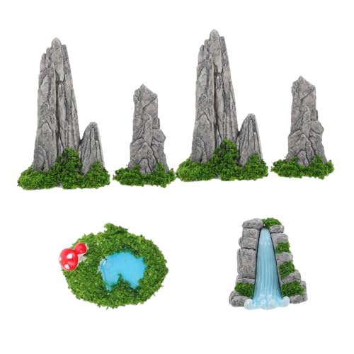 Abaodam Miniatur Wasserfall Deko Teilig Resin Gartendekoration mit Realistischem Bachlauf Wasserfest Vielseitig für Garten Teich Büro DIY Robust und Bruchsicher von Abaodam