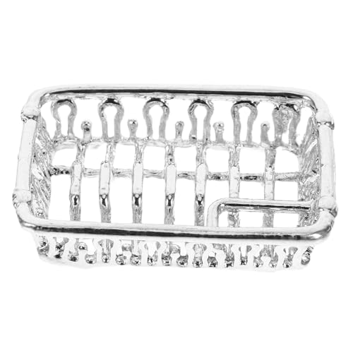 Abaodam Modellhauszubehör Ausstellungsregal Für Miniaturen Mini-geschirrmodell Aufhängevorrichtung Für Töpfe Und Pfannen Abtropfgestell Für Arbeitsplatte Micro Dish Rack Silver Metall von Abaodam