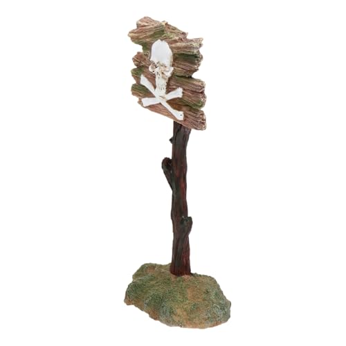 Abaodam Resin Fischbecken Deko Schädel Muster Aquarium Warnschild Resin Ornament Lebensecht Langlebig Sicher für Kreative Aquarienlandschaft von Abaodam