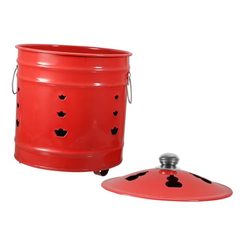 Abaodam Roter Emaille Verbrennungseimer Robuster Gartenverbrenner für Papier und Abfälle Leicht zu Reinigen Langlebig Kreativem Design für Außenbereich von Abaodam