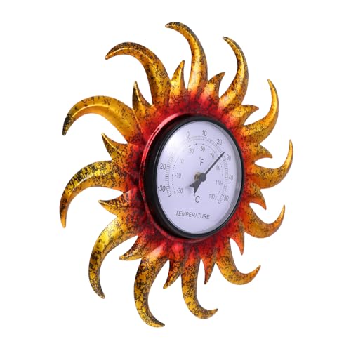 Abaodam Sonnenform Wandthermometer aus Umweltfreundlichem Analoges Thermometer für Innen und Außen Lesbare Temperaturanzeige Langlebig und Geruchsfrei von Abaodam