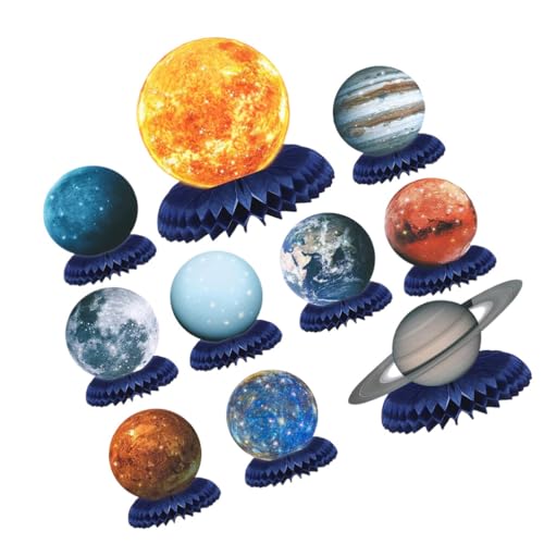 Abaodam Space Solar System Honeycomb Centerpieces Table Topper 10pcs Outer Space Planet Honeycomb Supplies Photo Booth Props for Birthday von Abaodam