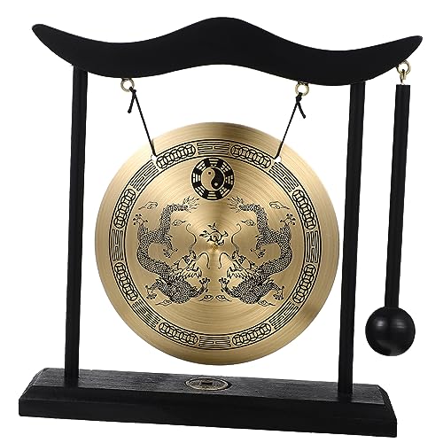 Abaodam SsangYong Tonggong-Ornamente Klangspiel Fengshui-Drachen-messinggong Wind Gong Tischgong Tisch Gong Drachengong Gong Mit Schlägel Gong Groß Jahrgang Kupfer Büro Musikinstrument von Abaodam