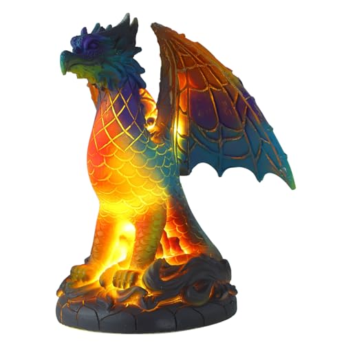 Abaodam Tiermotiv Tischlampe Drachenform LED Nachtlicht Dekorative Nachttischlampe für Schlafzimmer Schreibtisch Regal Energiesparende Resin Lampe von Abaodam