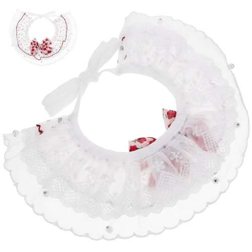 Abaodam Verstellbares Katzenhalsband mit Roter Blumen Perlen Schleife Feines Polyester Bequem und Hautfreundlich Süßes Haustier Accessoire für Partys und Outdoor Abaodam Verstellbares Katzenhalsband mit Roter Blumen Perlen Schleife Feines Polyester Bequem und Hautfreundlich Süßes Haustier Accessoire für Partys und Outdoor von Abaodam