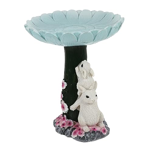 Abaodam Vogelfutterspender Resin mit Blumen Design Dekorativer Futterplatz für Garten und Terrasse Geeignet für Verschiedene Vogelarten Einfach zu Befüllen und Reinigen von Abaodam