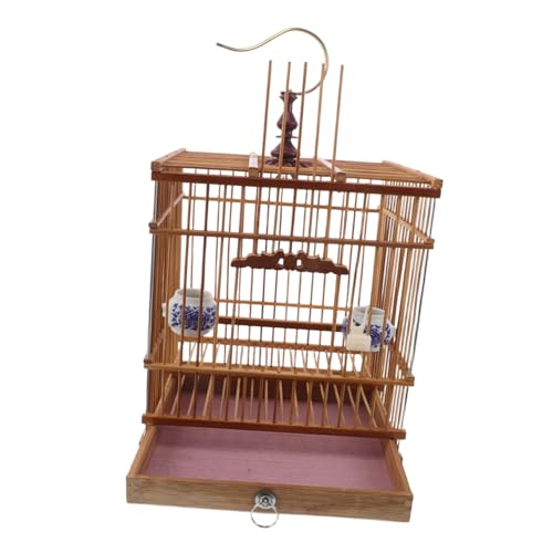 Abaodam Rechteckiger Vogelkäfig Aus Holz Mit Haken Und Tablett Kleiner Vogelkäfig Für Haustiere Mit Schaukelhaken Für Kleine Vögel Reisekäfig von Abaodam