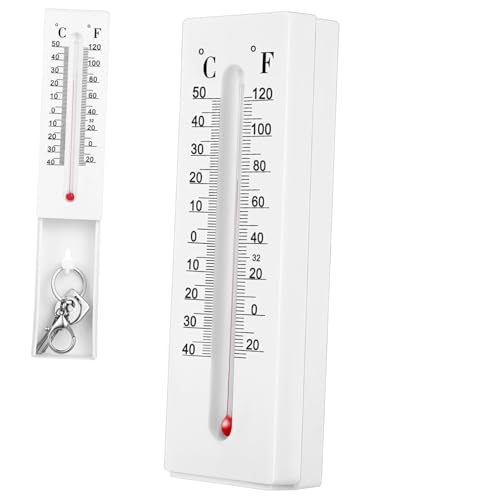 Abaodam Wandthermometer aus Robustem Kunststoff mit Geheimem Schlüsselversteck Genaues Innen Außenthermometer mit Celsius Fahrenheit anzeige Wetterfest für Haus und Garten von Abaodam