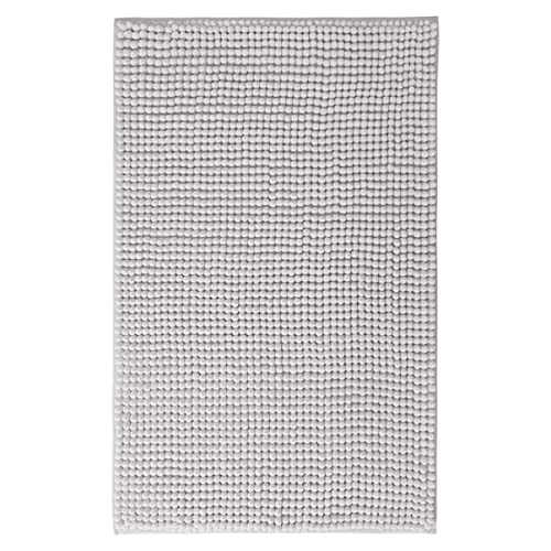 Abaodam rutschfeste Badezimmermatte aus Polyester Extra Saugfähiger Badteppich Elegantem Nebelgrau für Schlafzimmer und Maschinenwaschbar und Pflegeleicht von Abaodam