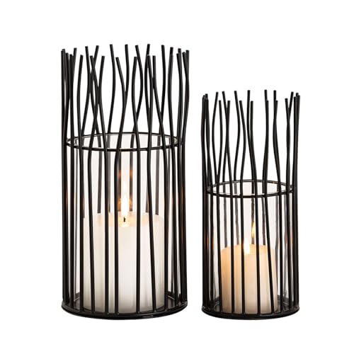 Abato Windlicht Set 2-teilig Kerzenhalter Teelichthalter Loft schwarz Kerzenständer Abato Windlicht Set 2-teilig Kerzenhalter Teelichthalter Loft schwarz Kerzenständer von Abato