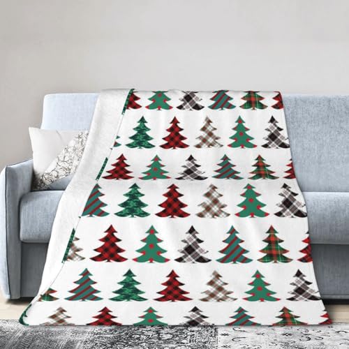 Abaysto Weihnachtsdecken und Überwürfe – gemütliche Überwurfdecke für Couch, festliche Feiertagsdekoration mit Weihnachtsbaum-Muster, perfekte rote Überwurfdecke für Weihnachtsfeiern, 127 x 152,4 cm von Abaysto