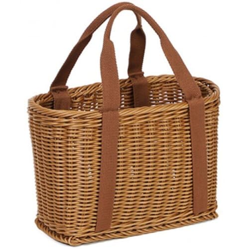 Abbdbd Handgewebter Einkaufskorb Aus Rattan, Große Picknickkörbe, Aufbewahrungskorb Für Obst Und Gemüse, Einkaufstasche Griff von Abbdbd