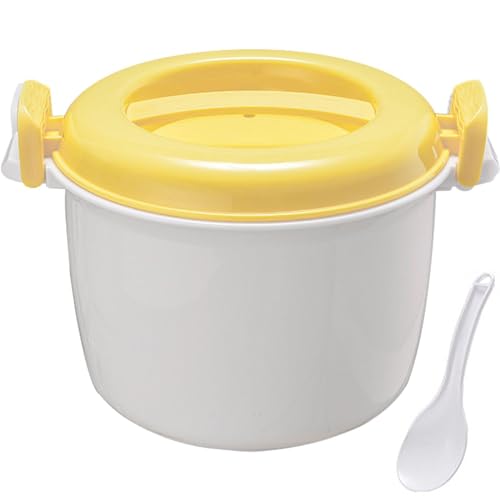 Abbdbd Mikrowellen-Reiskocher Mini-Reisedampfer Lebensmittelbehälter Tragbares Mikrowellen-Kochgeschirr für Reis-Gemüse-Nudel-Nudeln, 1800 ml von Abbdbd