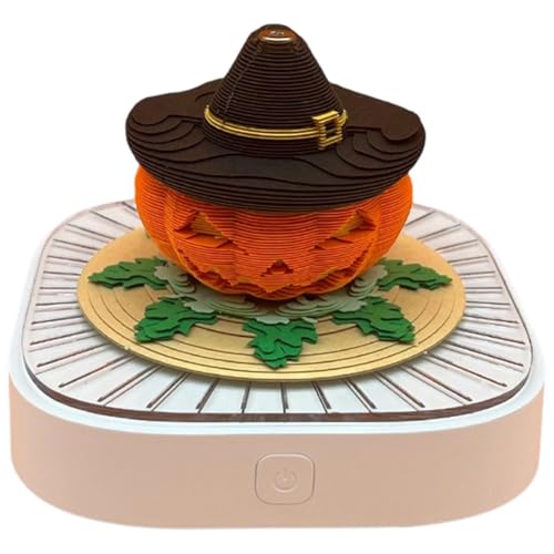 Abbdbd Zeitstückkalender 2026, Schreibtischkalender-notizblock 2026 Led-leuchten, 3D-Halloween-kürbis-Kalender-notizblöcke, 3D-papierschnitzkunst-schreibtischdekoration von Abbdbd