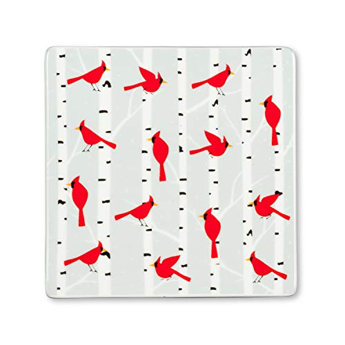 Abbott Collection 27-CSTR-DMX-04 Cardinals & Birke Untersetzer, 10,2 cm q, grau/weiß von Abbott Collection