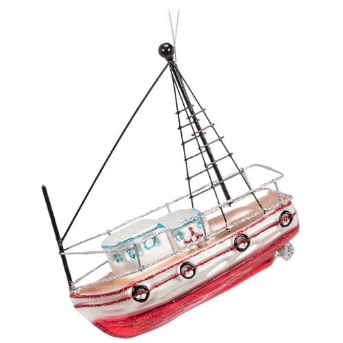 Abbott Collection Fischkutter Ornament, Glas, Rot/Gold, 12,7 cm L, 1 Stück von Abbott Collection