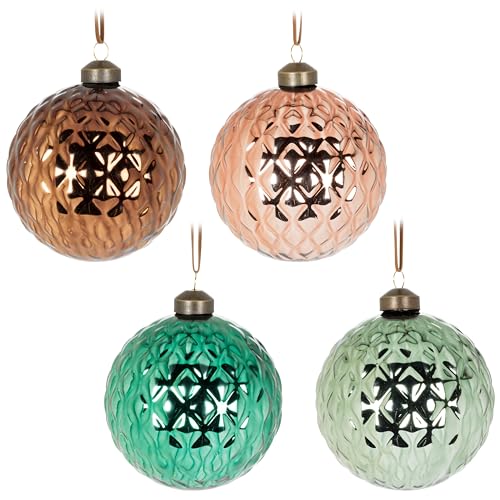 Abbott Collection Große Kugel-Ornamente, Glas, Sortiert, Mehrfarbig, 8,3 cm, 4 Stück von Abbott Collection
