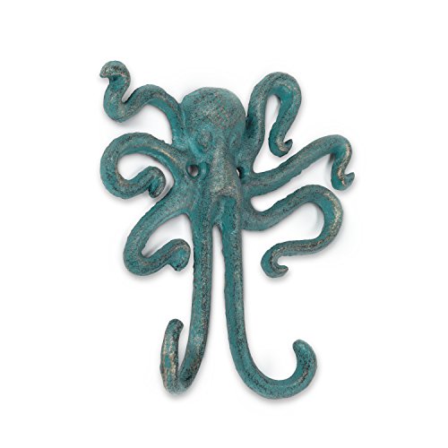 Abbott Collection Octopus Wandhaken aus Gusseisen, Grünspan (15,2 cm Höhe) von Abbott Collection