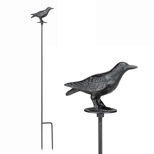 Abbott Collection Stehende Krähe Gartenpfahl, 84 cm, Gusseisen, Schwarz von Abbott Collection