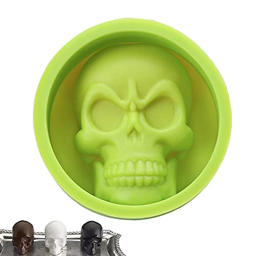 Abbto Halloween Totenkopf Silikonform - Lebensmittelechte 3D Ghost Kerzenform | DIY Party Supplies Skelettkopf Fondant Pudding Dessert Form von Abbto