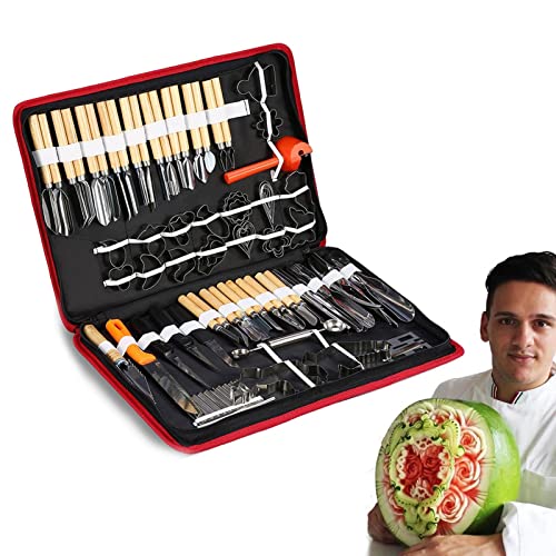 Abbto Obstschneider Set mit 80 Werkzeugen zum Schnitzen von Obst für Köche DIY mit Transportbox - für professionelle Köche und Hobbyköche von Abbto