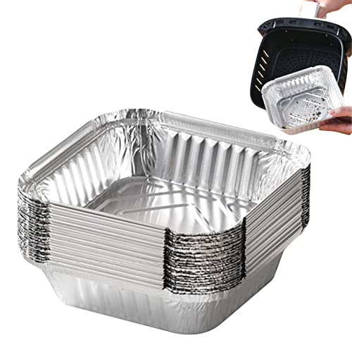 Abbto Schalen aus Aluminiumfolie | 20 Stück tragbare rechteckige Heißluftfritteuse Alufolie Box - Tragbare Lebensmittelbehälter zum Braten, Backen oder Kochen von Abbto