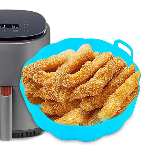 Abbto Silikon-Backblech, lebensmittelechter Silikonkorb für Luftfritteuse mit Griff, rund, antihaftbeschichtet, sicher für Lebensmittel, Zubehör für Topföfen von Abbto
