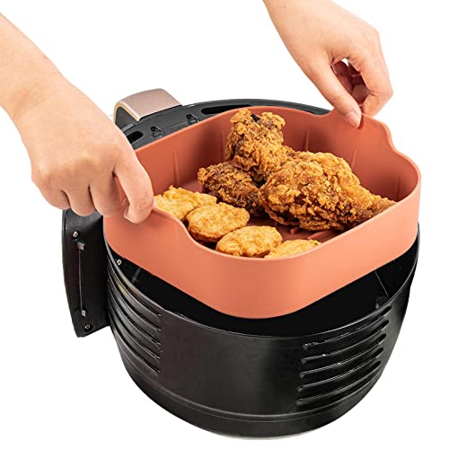 Abbto Silikonbeschichtung für quadratische Luftfritteuse, Beschichtung für Luftfritteuse, 21,9 cm, lebensmittelechter Silikon-Topf, Ersatz für Küchenofen von Abbto