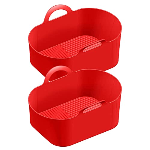 Abbto Silikontopf für Luftfritteuse, wiederverwendbarer Silikonkorb für Luftfritteuse 2 Stück für Dual DZ201 DZ401 - Ersatz für Silikontopf der Fritteuse von Abbto