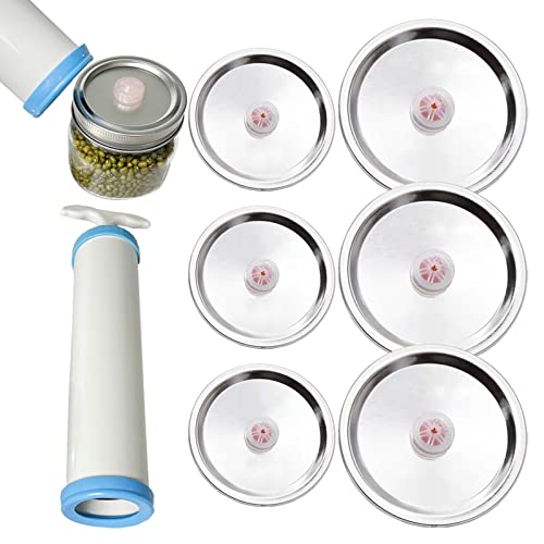Abbto Vakuumierer für Gläser - Tragbarer Glasversiegeler zum Speichern von Lebensmitteln | Glasversiegeler für Vakuumierer Glas-Vakuumierer-Kit für Lebensmittel mit Deckel von Abbto