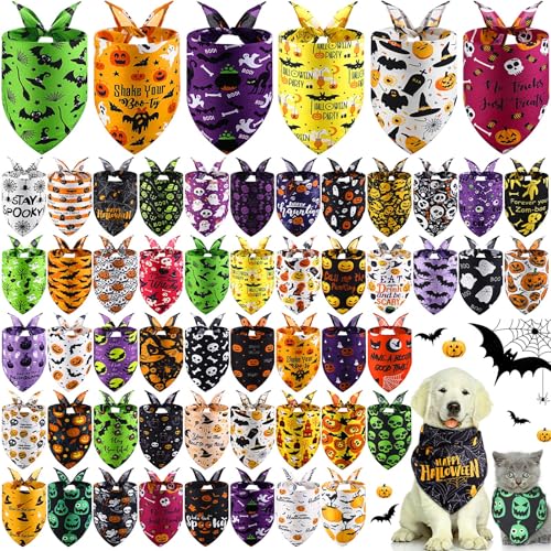 Abbylike Halstücher für Halloween, dreieckig, verstellbar, waschbar, Welpentuch, saisonales Haustierkostüm, Zubehör für kleine, mittelgroße und große Hunde, Katzen, 50 Stück Abbylike Halstücher für Halloween, dreieckig, verstellbar, waschbar, Welpentuch, saisonales Haustierkostüm, Zubehör für kleine, mittelgroße und große Hunde, Katzen, 50 Stück von Abbylike