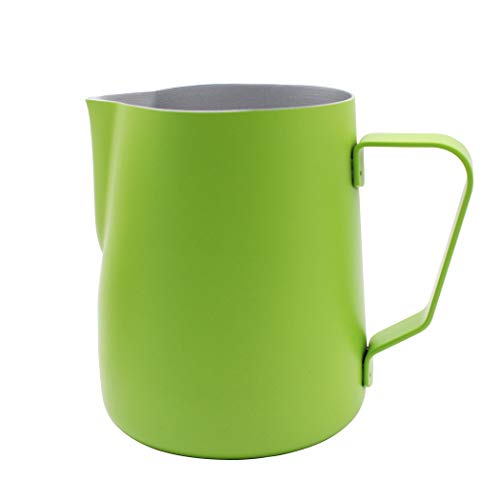 Abcsea 1 Stück Milchschaumkrug, Pitcher Krug Edelstahl, Schaumbecher für Kaffee und Latte Art, Schäumende Milch, Grün 350ml/12oz von Abcsea