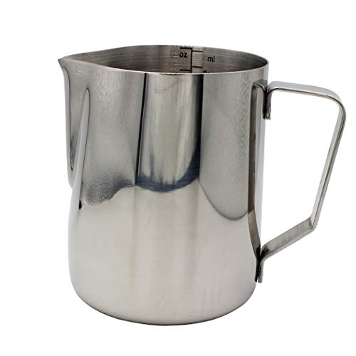 Abcsea 1 Stück Milchschaumkrug, Pitcher Krug Edelstahl, Schaumbecher für Kaffee und Latte Art, Schäumende Milch, Silber 600ml/20oz von Abcsea