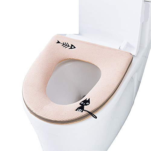 Abcsea 2 Stücke Toilettensitzabdeckung, WC Sitz Matte, Warme Toilettensitz, WC Sitzbezüge, Toilette Sitzbezug, WC-Sitz Cover, Maschinenwaschbar, Beige von Abcsea