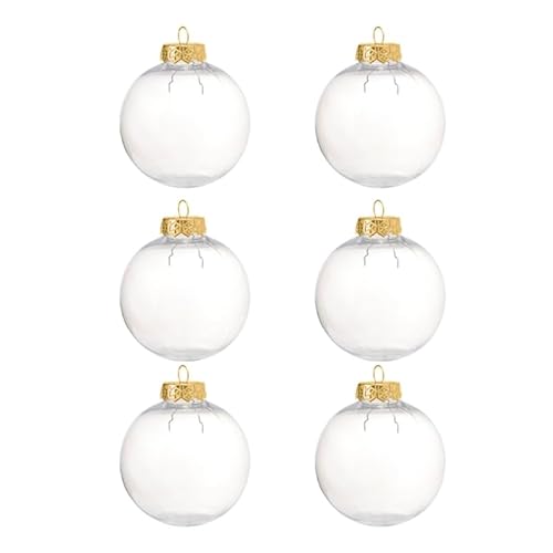 Transparente Weihnachtskugel mit abnehmbarer Kappe, Set mit 6 Metallaufhängern, Neujahrsparty-Ornamente für Heimwerker, Urlaubsdekoration von Abcsweet