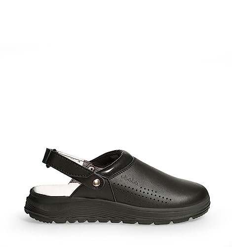 ABEBA 810019 - Unisex Schuhe - Active Clog SRC - Perforiertes Design - EU 42 - Schwarz - Futtermaterial: Stoff - Mit Klettverschluss ABEBA 810019 - Unisex Schuhe - Active Clog SRC - Perforiertes Design - EU 42 - Schwarz - Futtermaterial: Stoff - Mit Klettverschluss von ABEBA