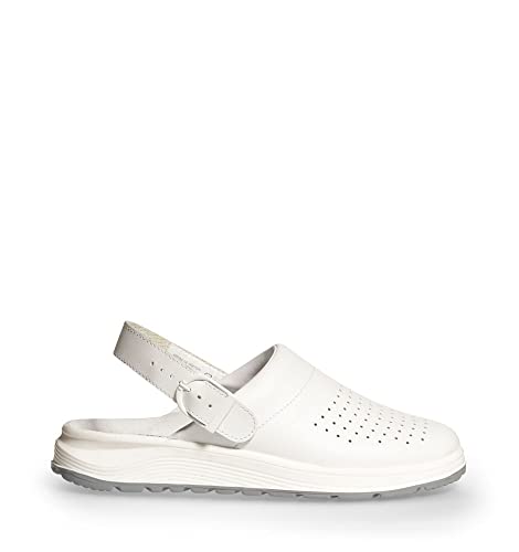 ABEBA 87020 - Unisex Schuhe - ACTIVE Clog SRC - Perforiertes Design - EU 47 - Weiß - Futtermaterial: Stoff - Mit Schnallenverschluss ABEBA 87020 - Unisex Schuhe - ACTIVE Clog SRC - Perforiertes Design - EU 47 - Weiß - Futtermaterial: Stoff - Mit Schnallenverschluss von Abeba