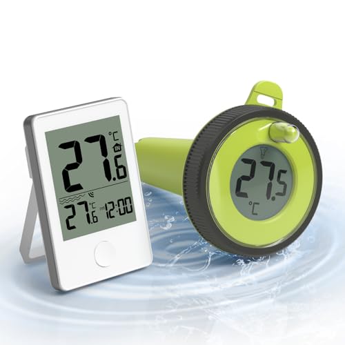 Wireless Pool Thermometer, WiFi Floating Pool Thermometer with Indoor Temperature Humidity Monitor, Digital Pond Thermometer Underwater IP67 Waterproof for Swimming Pools, Bathtubs, Fish Tanks von Abeden