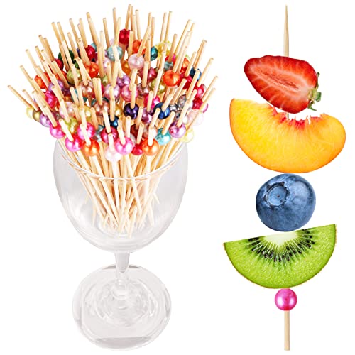 100 Stück Cocktail-Picks, 11.9 cm ausgefallene Cocktail-Zahnstocher für Vorspeisen, Spieße, Bambus-Cocktail-Picker für Party-Dekoration, Burger, Obst (bunt) von Abeillo