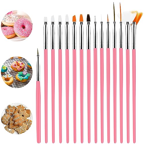 15 Stück Fondant Kuchen Bürsten Set, Kuchen Malerei Pinsel Zuckerkleber Backpinsel Werkzeug Dekorationspinsel für DIY Dekorieren Von Kuchen&keksen Und Desserts von Abeillo