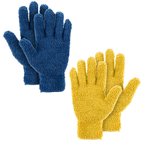 2 Paare Auto Mikrofaser Staubhandschuhe Waschbar Abstauben Reinigungshandschuh Korallenvlies Handschuhe für Küchen Haus Jalousien Lampen Möbel und schwer zugängliche Ecklücken von Abeillo