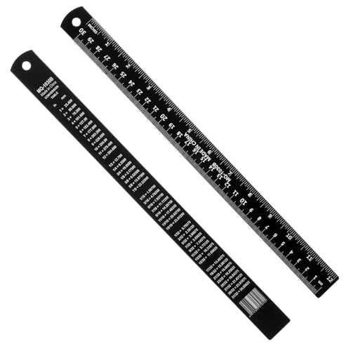 2 Stück Metall Linea, Abeillo Edelstahl Lineal, 30cm Lineal Stahl, Maßstab Lineal, Edelstahl Lineal Messwerkzeug, Metalllineal mit Zentimetern, Edelstahllineale mit Zoll und Umrechnungstabelle, 12inch von Abeillo
