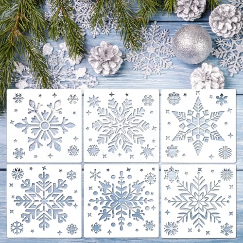 6 Stück Weihnachten Schablonen, Große Weihnachts Schneeflocken Schablonen, Winter Schneeflocken Ornament zum Malen auf Holz, Wiederverwendbare Vorlagen für DIY Weihnachtskarte Heimdekoration 6 Stück Weihnachten Schablonen, Große Weihnachts Schneeflocken Schablonen, Winter Schneeflocken Ornament zum Malen auf Holz, Wiederverwendbare Vorlagen für DIY Weihnachtskarte Heimdekoration von Abeillo