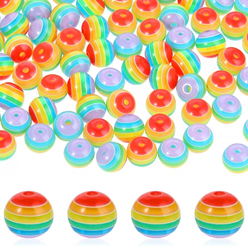 Abeillo 100 Stück Acryl Bastelperlen zum Auffädeln 10 mm Regenbogen Perlen mit Loch, Runder Kunststoff Streifenperlen, Rainbow Beads, Acrylperlen für Armbänder Halsketten Schmuck Abeillo 100 Stück Acryl Bastelperlen zum Auffädeln 10 mm Regenbogen Perlen mit Loch, Runder Kunststoff Streifenperlen, Rainbow Beads, Acrylperlen für Armbänder Halsketten Schmuck von Abeillo