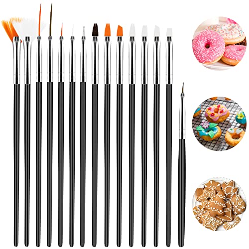 Abeillo 15 Stück Fondant Kuchen Bürsten Set, Kuchen Malerei Pinsel Dekorieren Backpinsel Werkzeug, Kuchen Pinsel Deko für DIY Kuchen&Keksen Plätzchen Desserts Zucker von Abeillo