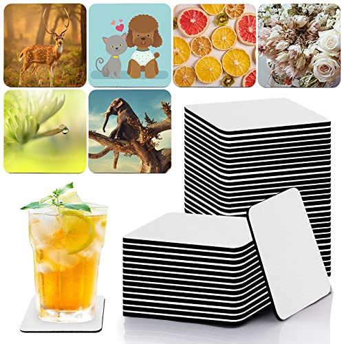 Abeillo 16 Stück 9 x 9 cm DIY Untersetzer, Quadratische Sublimation Rohlinge Untersetzer Wärmeübertragung Untersetzer Glasuntersetzer für DIY, Handwerk, Souvenir Kunsthandwerk von Abeillo